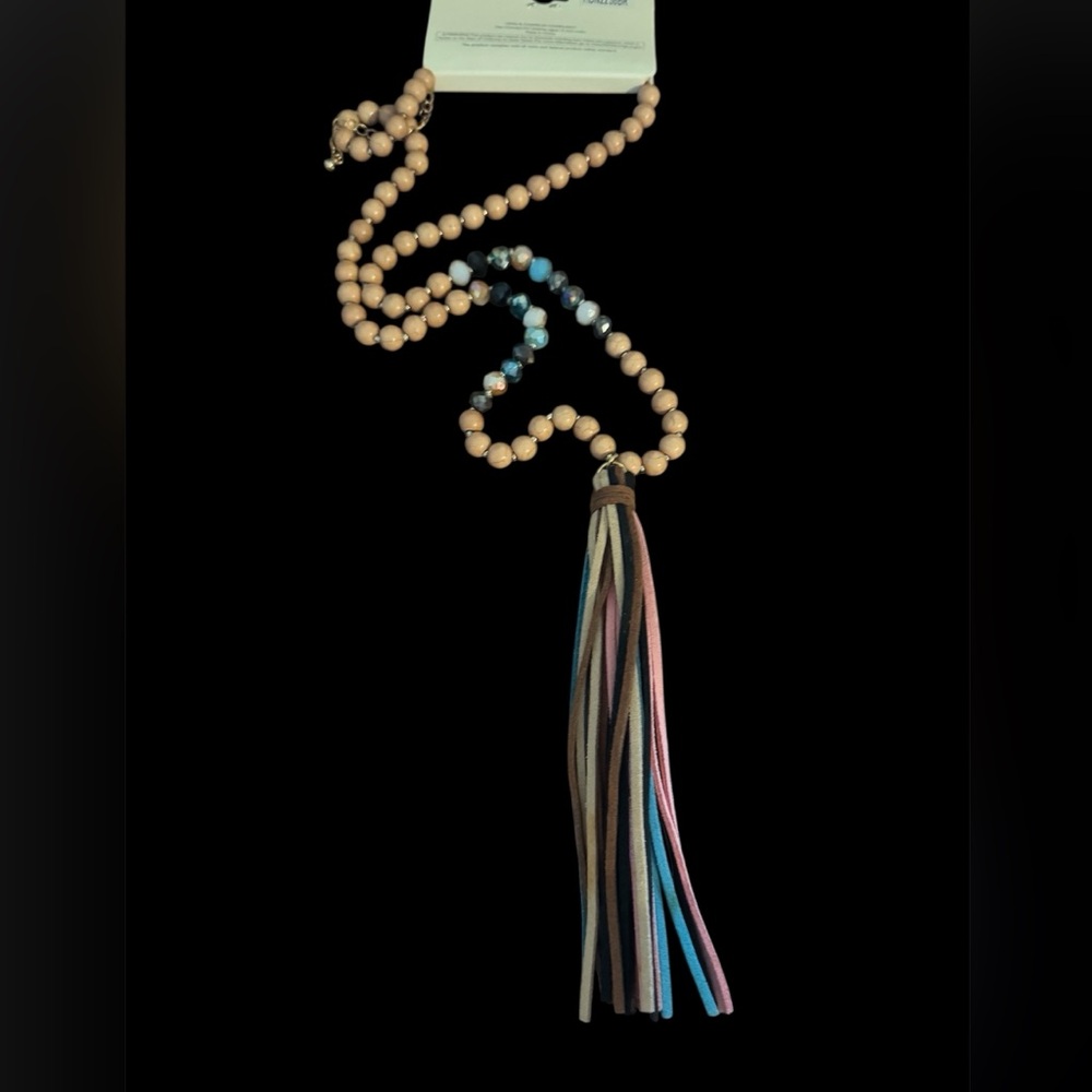 Elegant boho Beaded Necklace with Multicolor Tassel